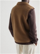 De Bonne Facture - Jacquard-Trimmed Wool-Blend Fleece Gilet - Brown