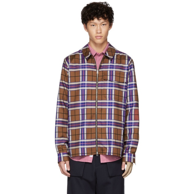 Photo: Schnaydermans Pink and Red Large Check Zip Shirt