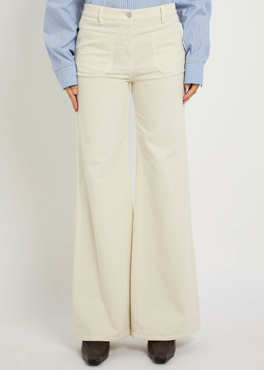 Nili Lotan Florence Flared-leg Corduroy Trousers Beige