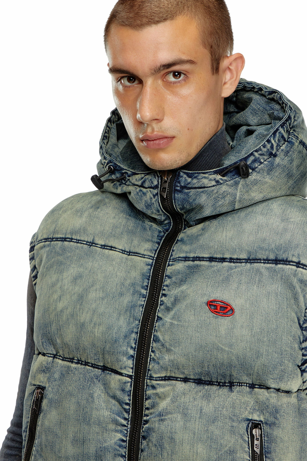 Diesel Padded vest in faded denim - Winter Jackets Mens in