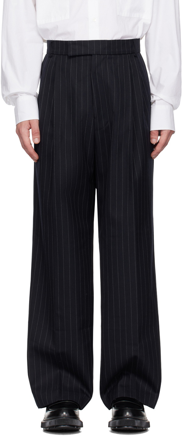 The Frankie Shop Navy Pinstripe Beo Trousers