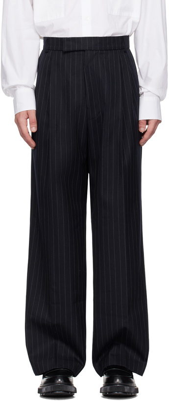 Photo: The Frankie Shop Navy Pinstripe Beo Trousers
