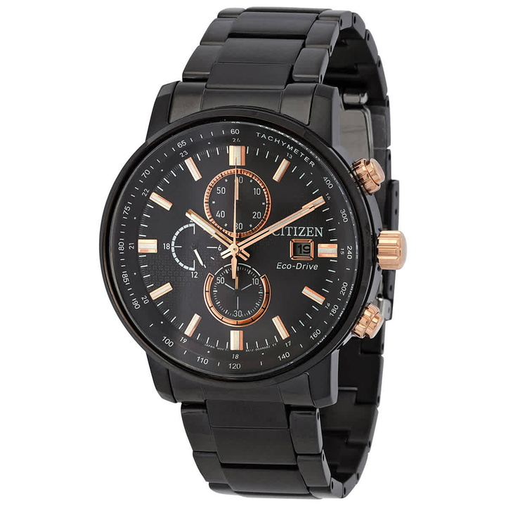 Photo: Citizen Chronograph Eco-Drive Black Dial Mens Watch CA0846-81E