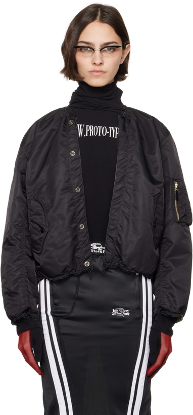 Photo: Prototypes Black Nylon Reversible Bomber Jacket