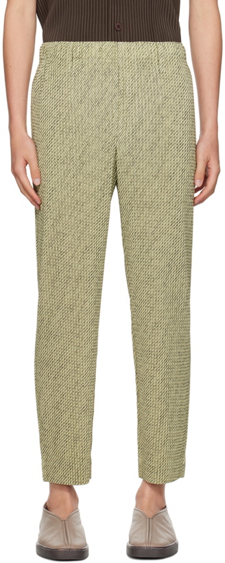 Photo: HOMME PLISSÉ ISSEY MIYAKE Green Diagonals Trousers