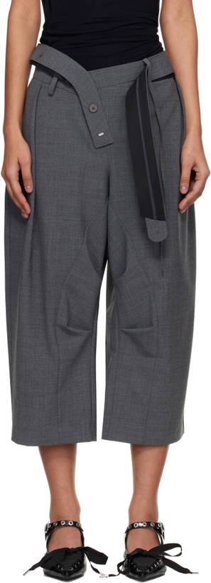 Photo: Ottolinger Gray Strapped Baggy Suit Shorts