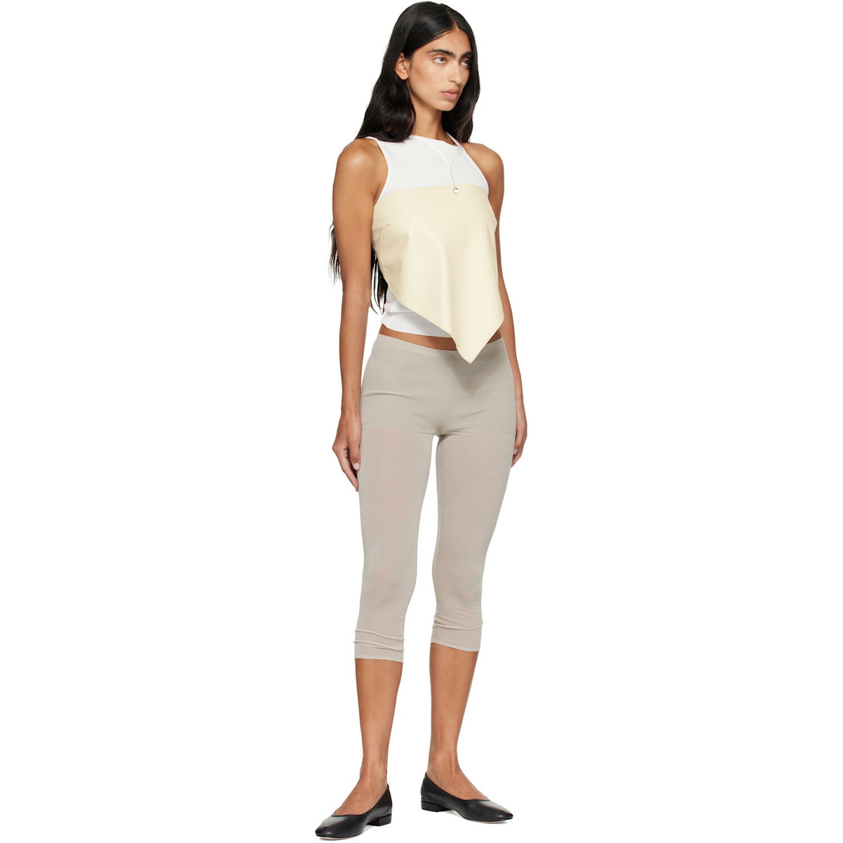 Paloma Wool Off-White Alba Belt Leather Top