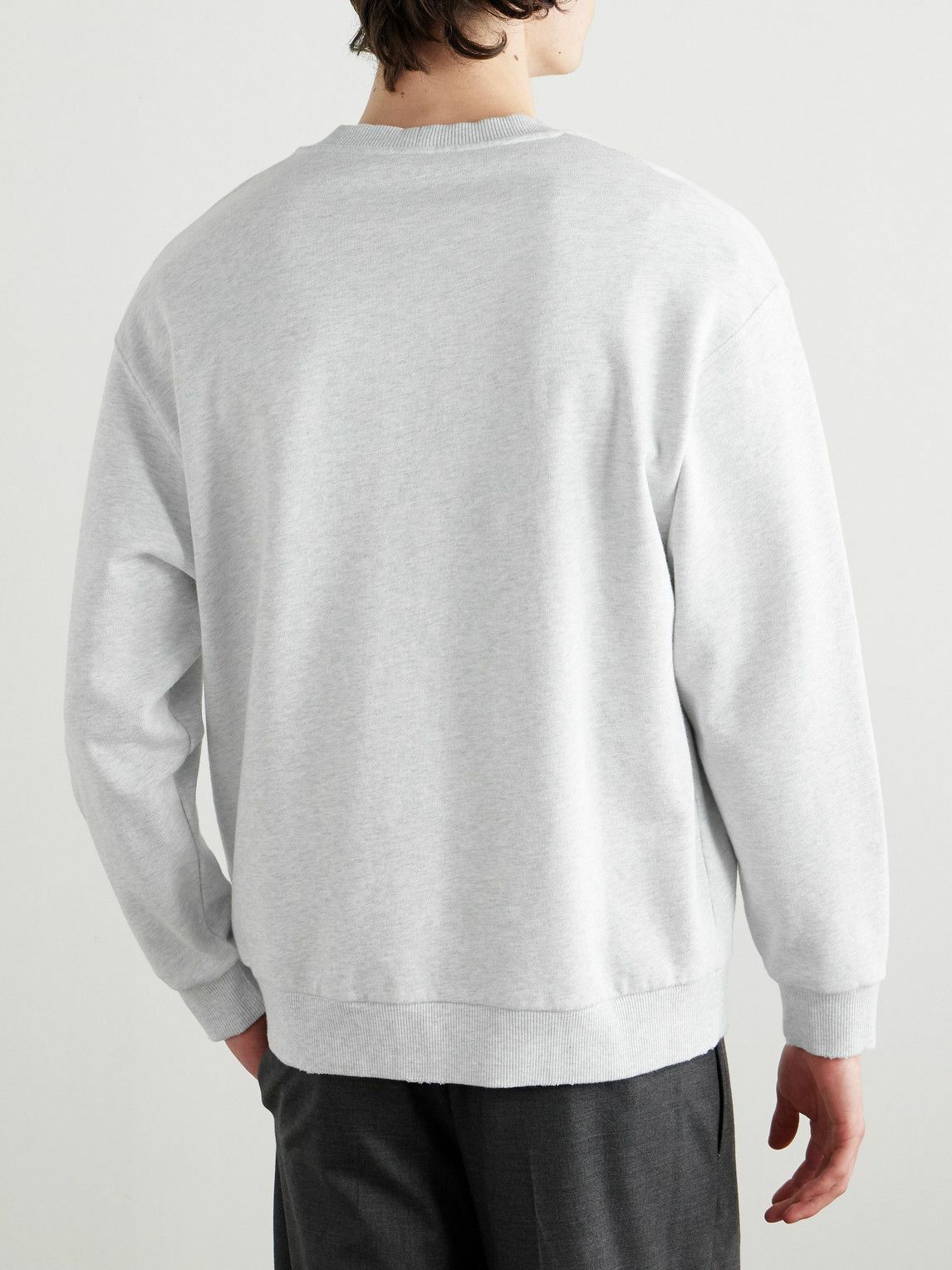 CELINE - Logo-Embroidered Cotton-Jersey Sweatshirt - Gray
