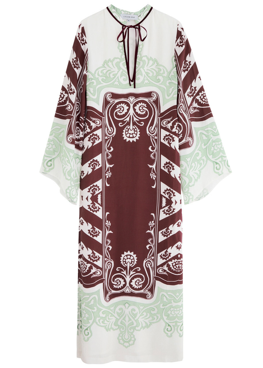 Lug Von Siga Lilah Printed Satin Maxi Dress Red