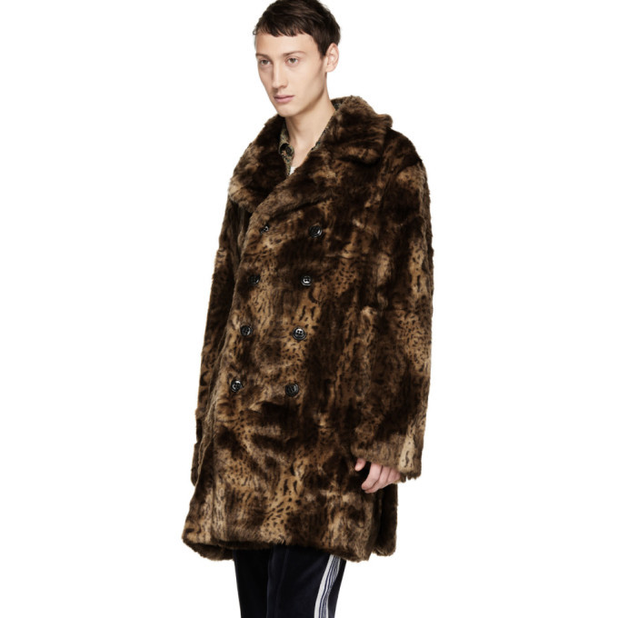 Needles Brown Leopard Faux-Fur Peacoat Needles