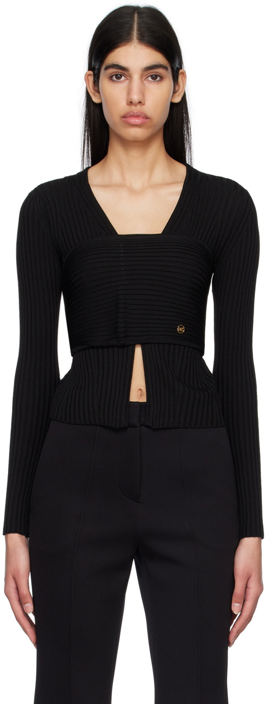 Recto Black Two-Way Cardigan