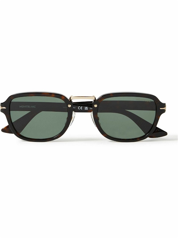 Photo: Montblanc - Square-Frame Tortoiseshell Acetate and Gold-Tone Sunglasses