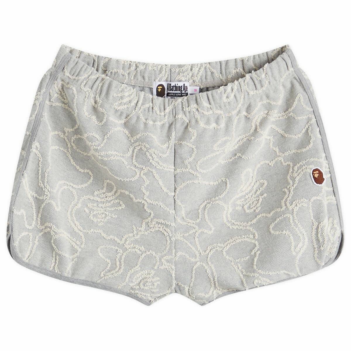 A Bathing Ape Women's Neon Camo Jacquard Shorts in Grey