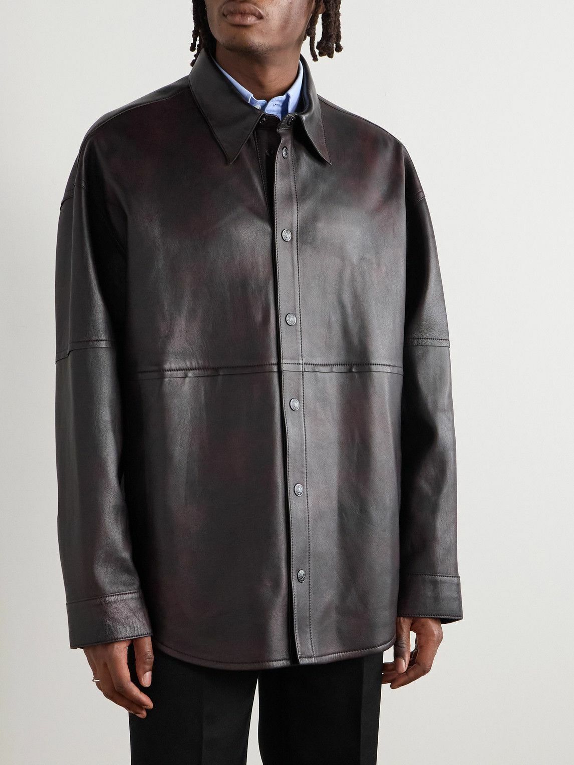 Acne Studios - Laraw Oversized Leather Shirt Jacket
