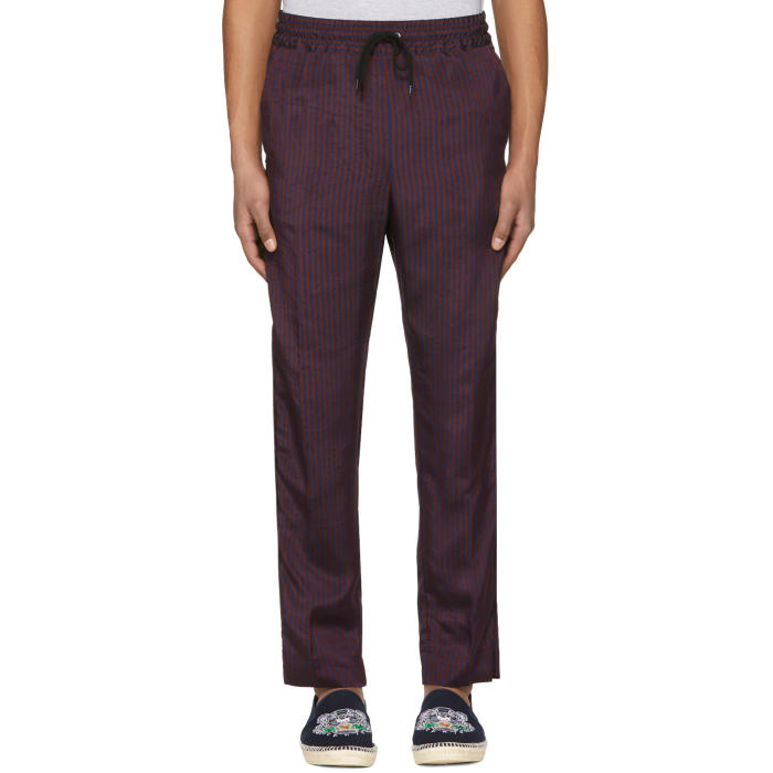 Photo: Kenzo Burgundy and Navy Jacquard Stripe Trousers