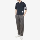Thom Browne Men's 4 Bar Striped Waffle Polo Shirt in Navy