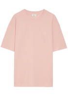 Saint Laurent Logo-embroidered Piqué Cotton-blend T-shirt Pink