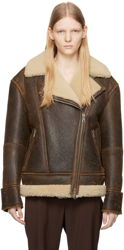 Photo: Sportmax Brown Empoli Leather Jacket