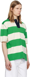 SUNNEI Green & Off-White Magliaunita Striped Polo