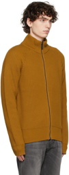 Hugo Tan Rib Knit Zip-Up Sweater
