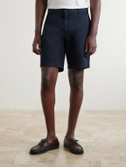 Sunspel - Straight-Leg Garment-Dyed Cotton-Blend Twill Chino Shorts - Blue