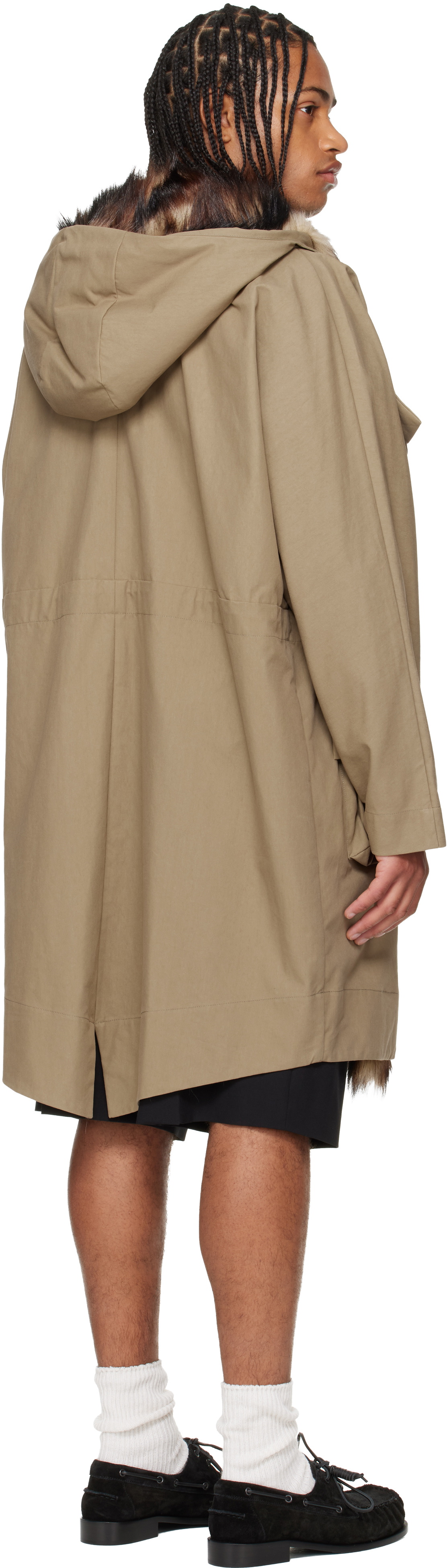 Simone Rocha Khaki Multi Pocket Faux Fur Lined Parka Coat