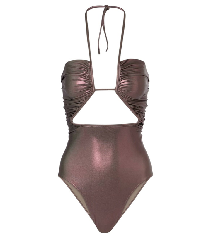 Photo: Rick Owens Metallic halterneck swimsuit