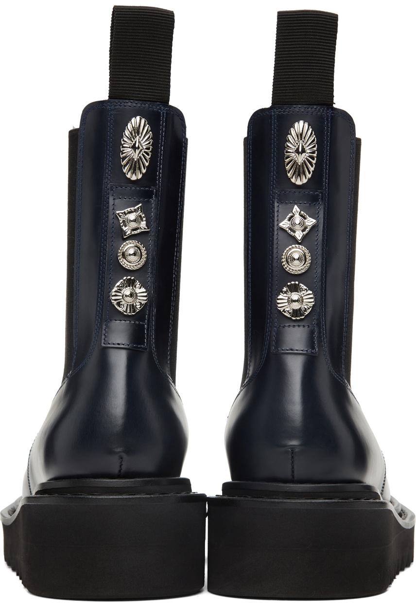 Toga Virilis Navy Polished Leather Chelsea Boots Toga Virilis