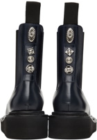 Toga Virilis Navy Polished Leather Chelsea Boots
