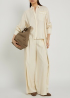 Emporio Armani Pleated Wide-leg Trousers Cream