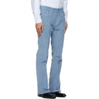 AMI Alexandre Mattiussi Blue Corduroy Flare Trousers