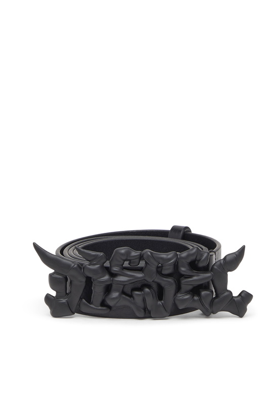 Photo: Diesel 3.5cm pull-up leather belt with graffiti buckle - Belts - Unisex - Black