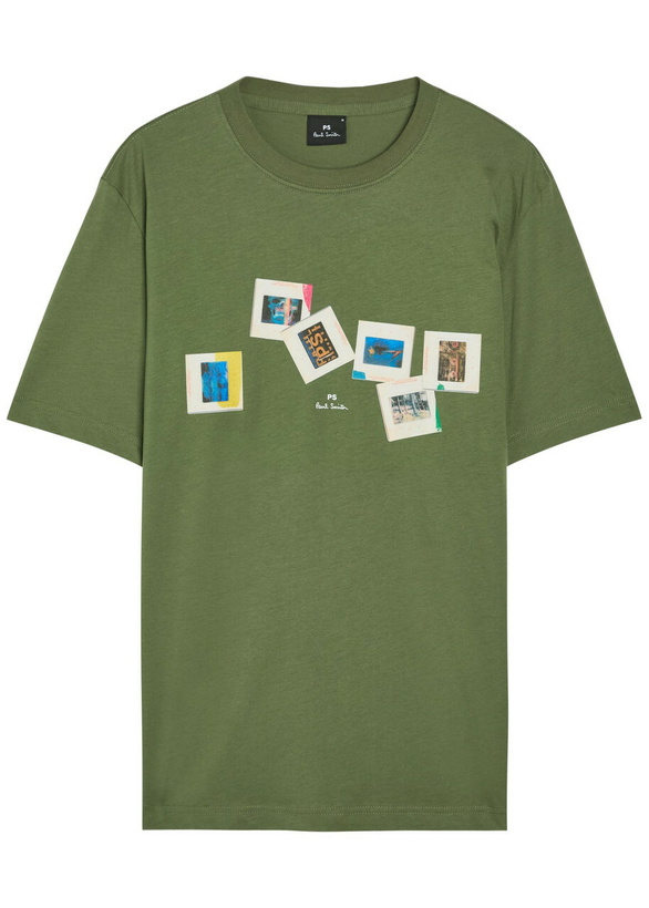 Photo: PS Paul Smith Slides Printed Cotton T-shirt Green