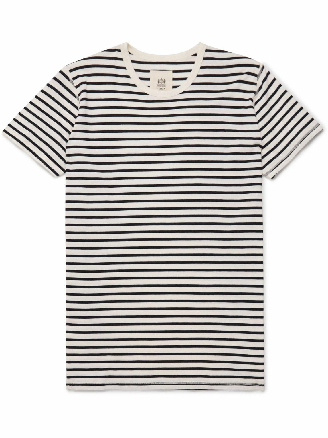 Hemen Biarritz - Dani Striped Organic Cotton-Jersey T-Shirt - Blue