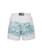 MC2 Saint Barth Man Mid-length Gustavia Swim-shorts With Cannes Placed Print