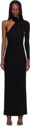 Courrèges Black Wrapped Jersey Maxi Dress