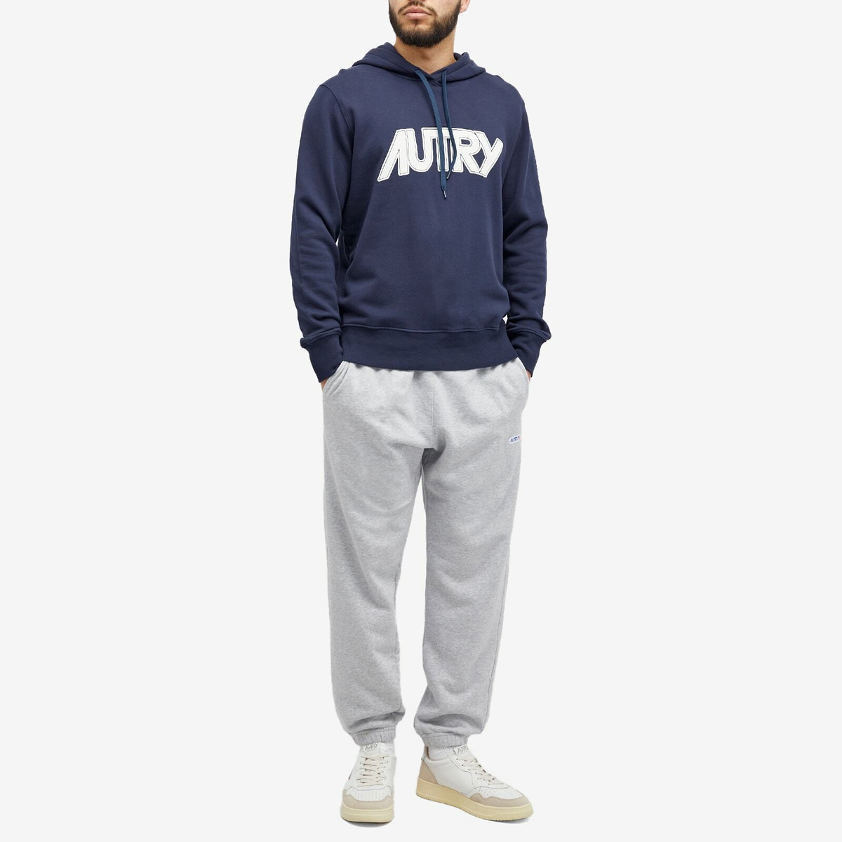 Autry Men's Chest Logo Popover Hoody in Blue