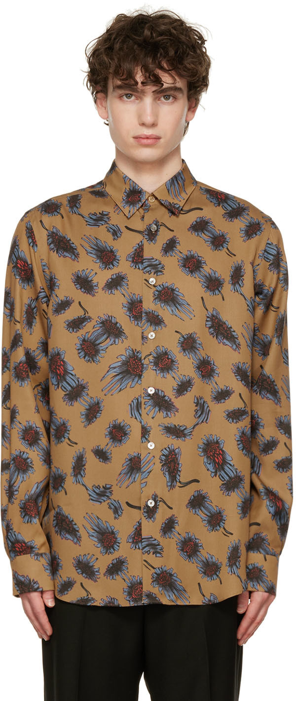 Paul Smith Brown Digital Daisy Shirt Paul Smith