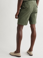 Rubinacci - Manny Straight-Leg Garment-Dyed Pleated Cotton-Twill Shorts - Green