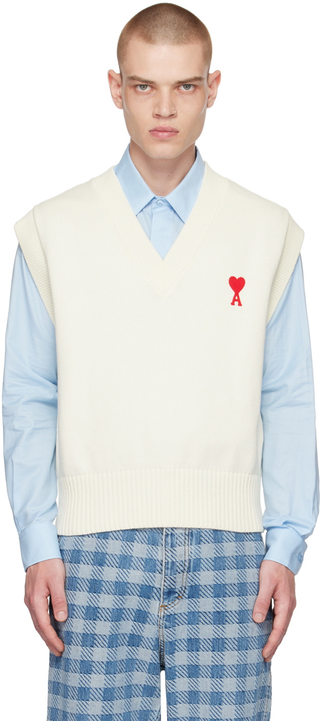 本物　AMI Paris Ami de Coeur ニットベスト AMI Paris Ami De Coeur Knitted Vest | White | FARFETCH