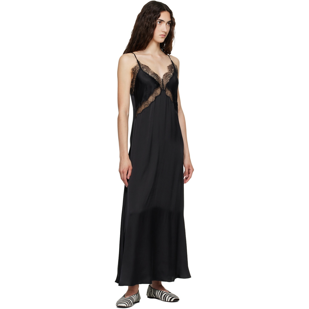 ANINE BING Black Magnolia Midi Dress