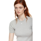 Courreges Silver Ribbed Mock Neck Sweater