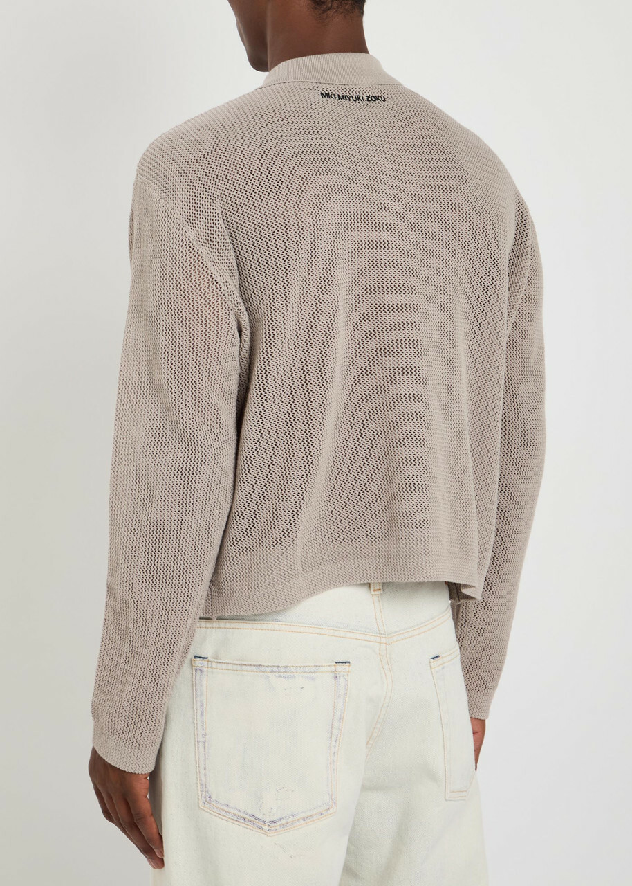 Mki Miyuki Zoku Open-knit Linen and Cotton-blend Cardigan Taupe