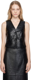 Helmut Lang Black Embossed Leather Vest
