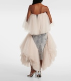 Maticevski Graceful denim and tulle maxi skirt