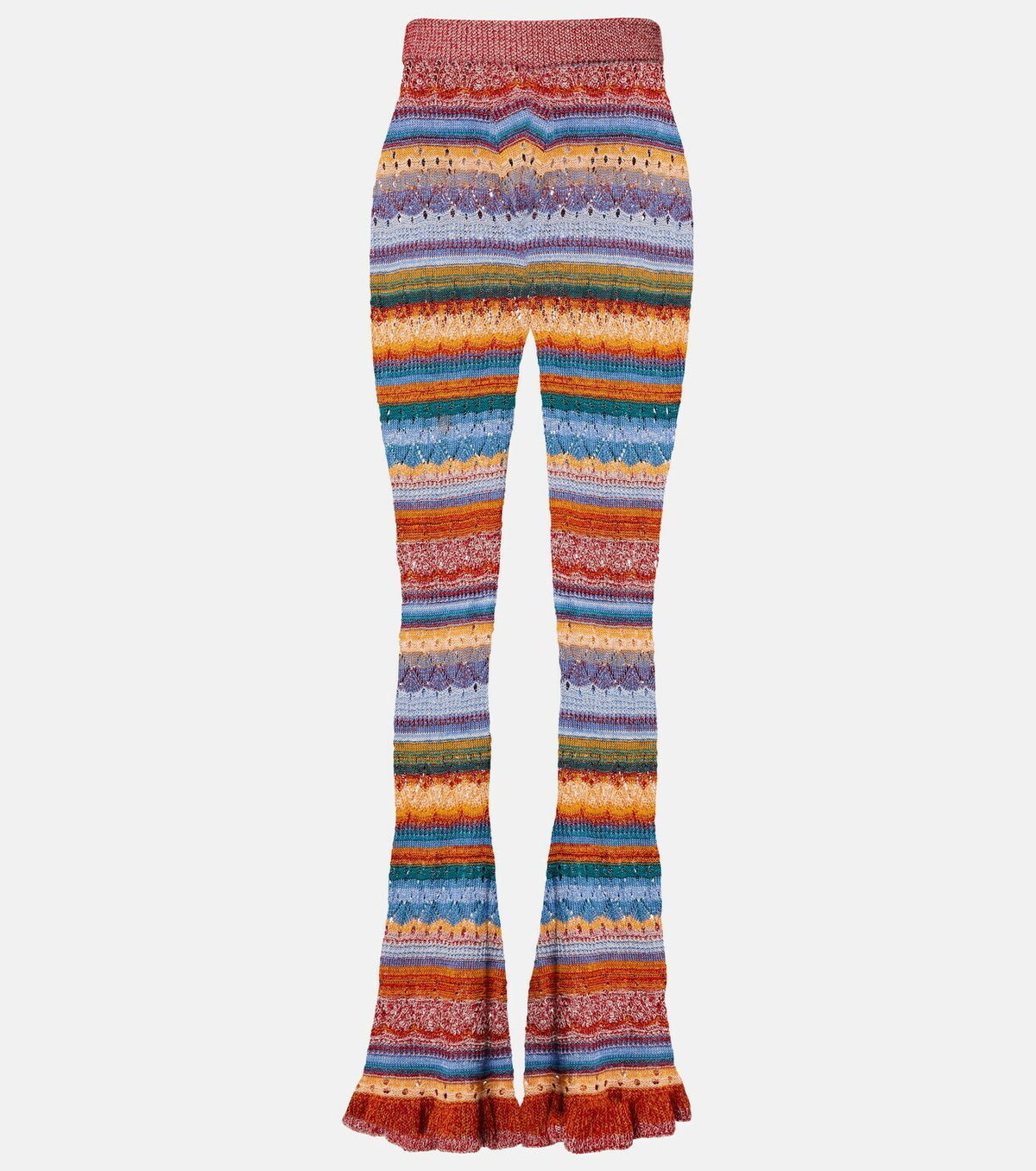 Etro Crochet striped cotton flared pants
