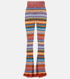 Etro Crochet striped cotton flared pants