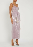 Huishan Zhang Esmeralda Floral-appliquéd Sequin Midi Dress Lilac