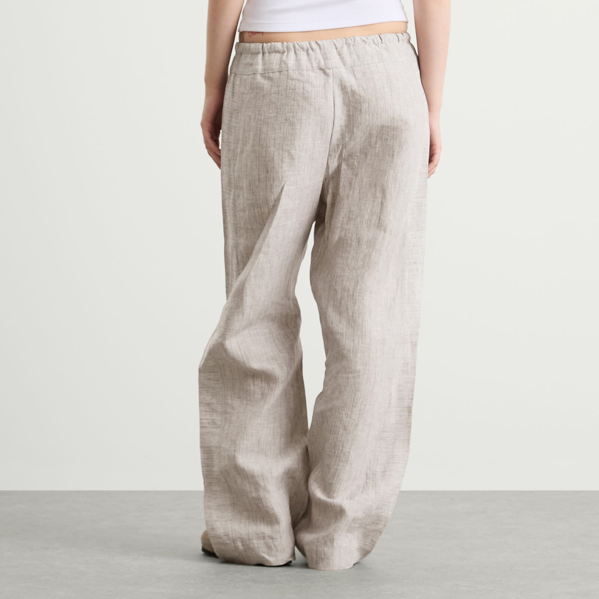 Deiji Studios Women's Double Waist Linen Pants in Haze Blue