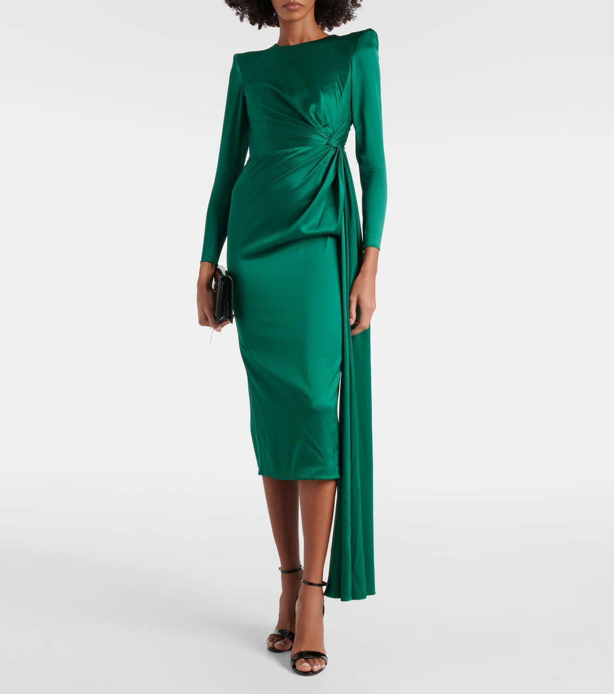 alex perry dress green Crepe Dress Alex Perry Green Dress ALEX PERRY Draped Neon Satin-crepe Gown THE OUTNET
